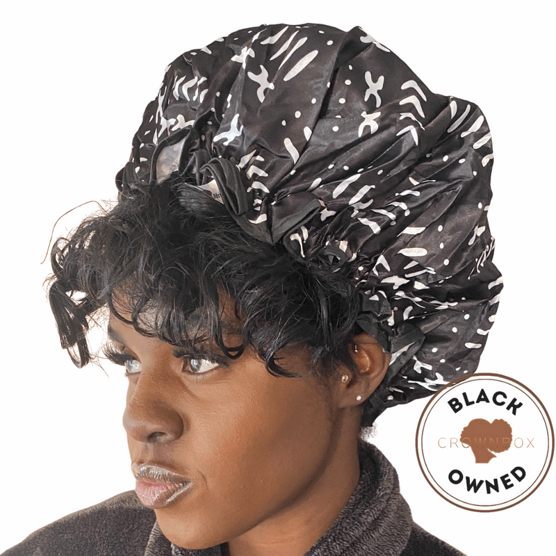 Deluxe Shower Cap (Black/White)