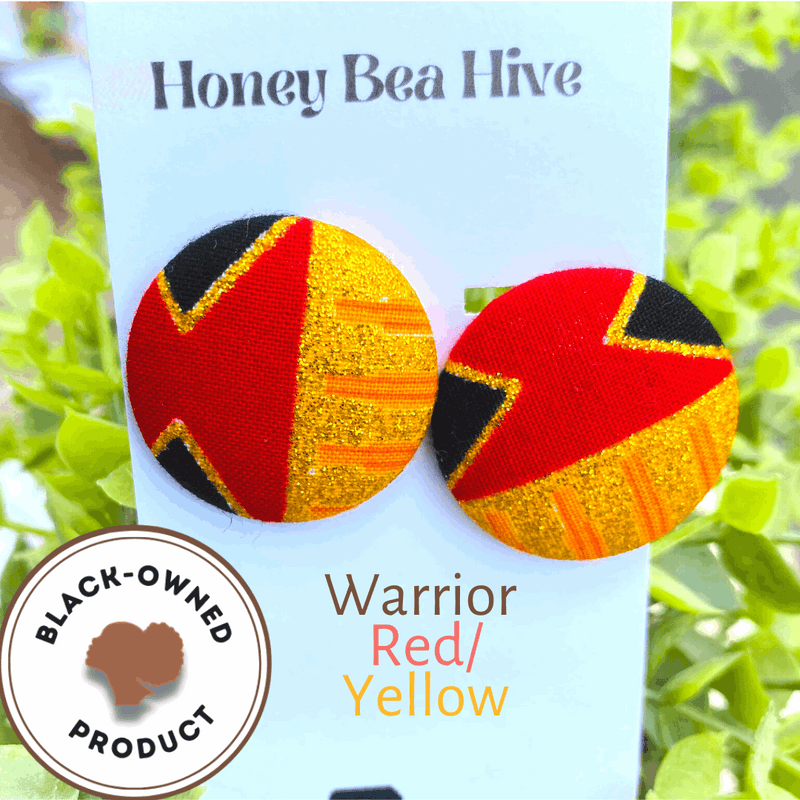 Ankara Button Earrings (Red/Yellow Empire)