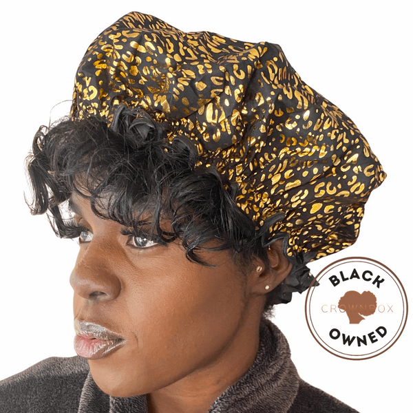 Leopard gold Shower cap