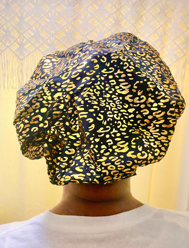 Deluxe Shower Cap (Gold Leopard)