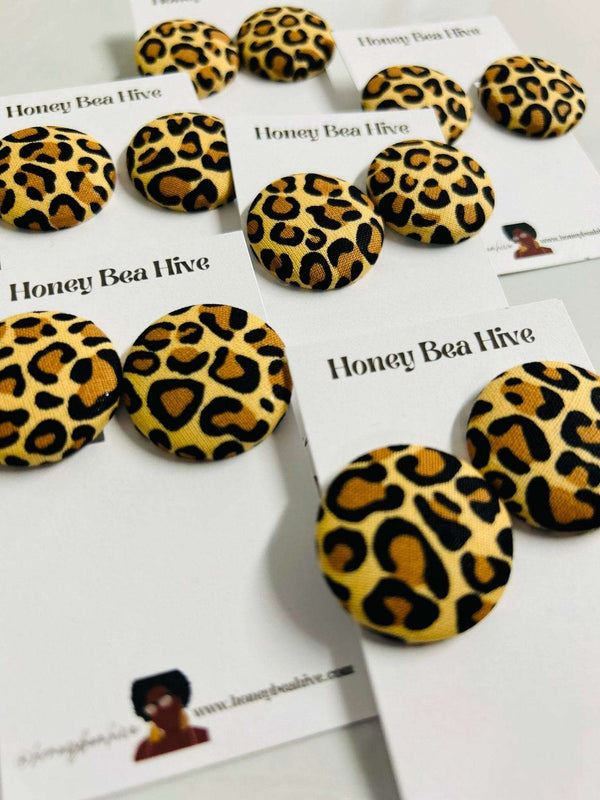 Leopard Button Earrings