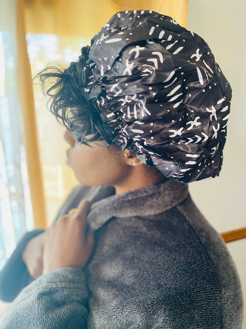 Deluxe Shower Cap (Black/White)