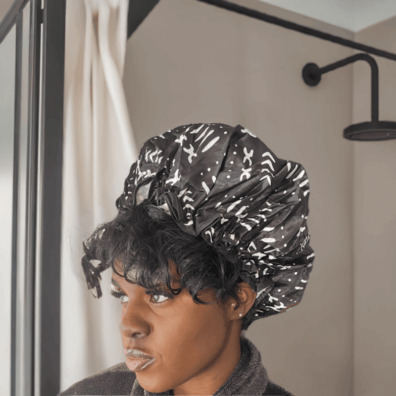 Deluxe Shower Cap (Black/White)