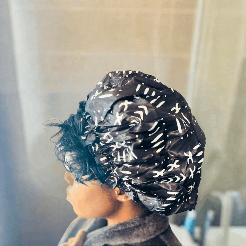 Deluxe Shower Cap (Black/White)